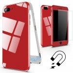 Wholesale iPhone 8 Plus / 7 Plus Fully Protective Magnetic Absorption Technology Case With Free Tempered Glass (Red)